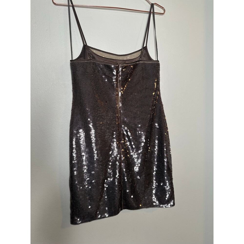 A.L.C. Brown Sequin Adjustable Strap Square Neck Sleeveless Dani Mini Dress sz S - Picture 7 of 16